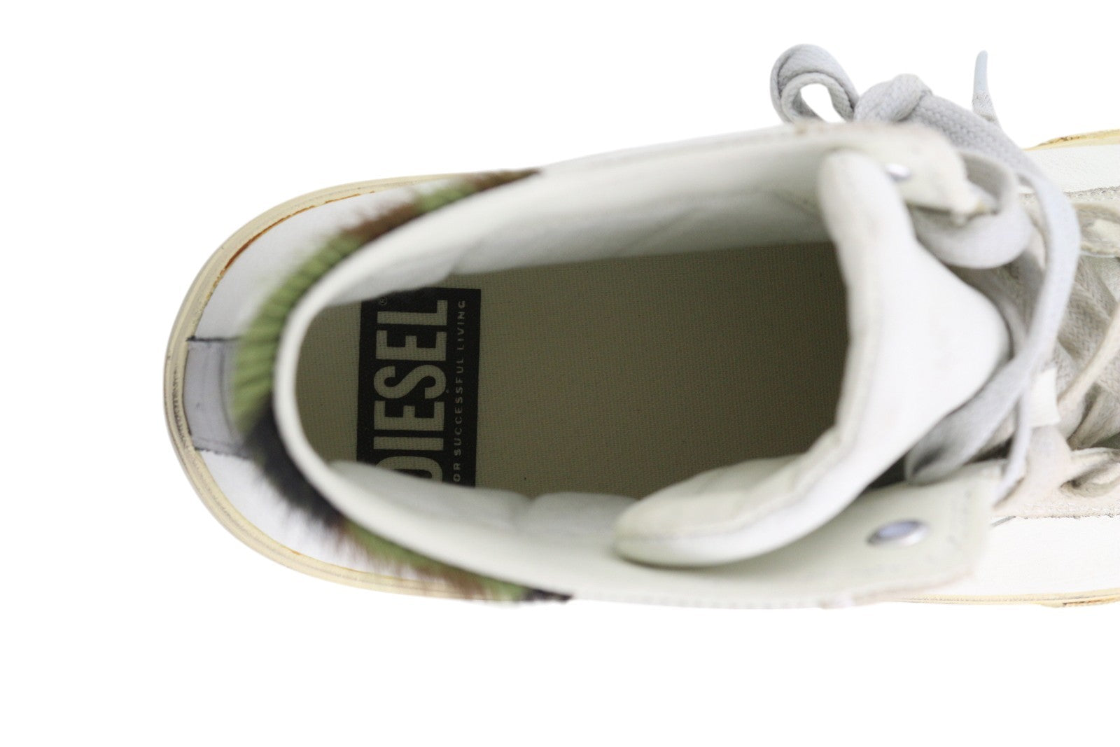 DIESEL S-Mydori Mc Mens Sneakers EU45 White Cow Leather High Top Laced RRP€220