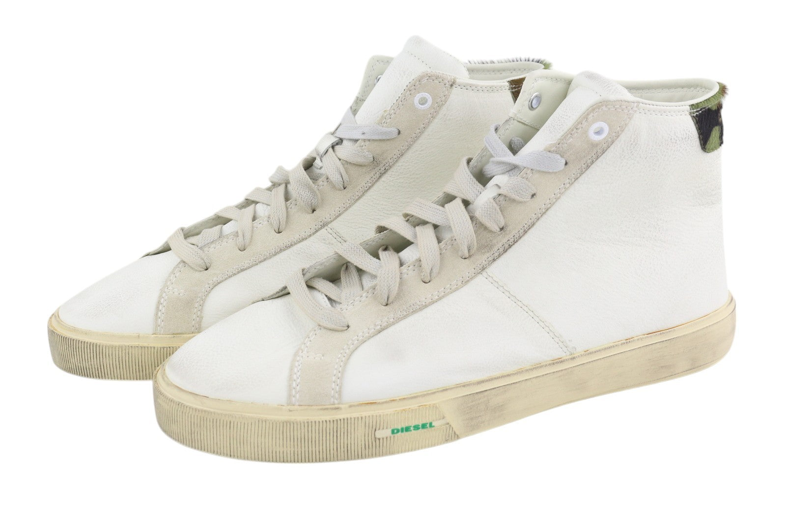 DIESEL S-Mydori Mc Mens Sneakers EU45 White Cow Leather High Top Laced RRP€220