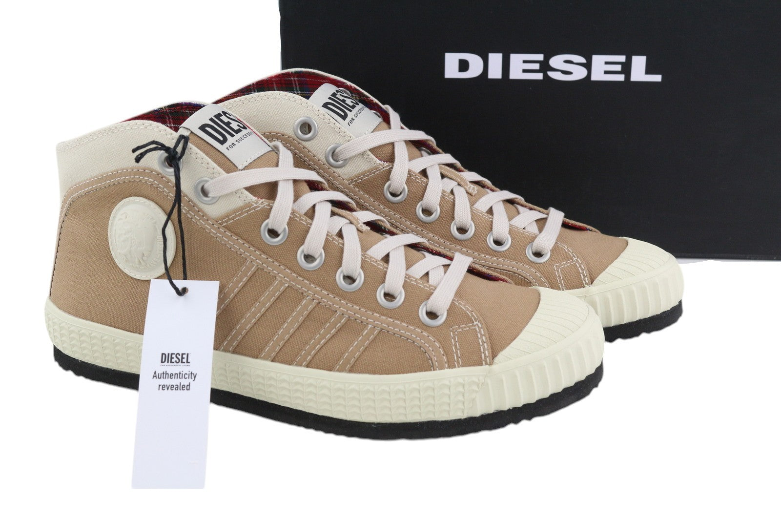 DIESEL S-Yuk Mc Mens Sneakers EU42 Brown Ankle Top Laced Almond Toe RRP€140