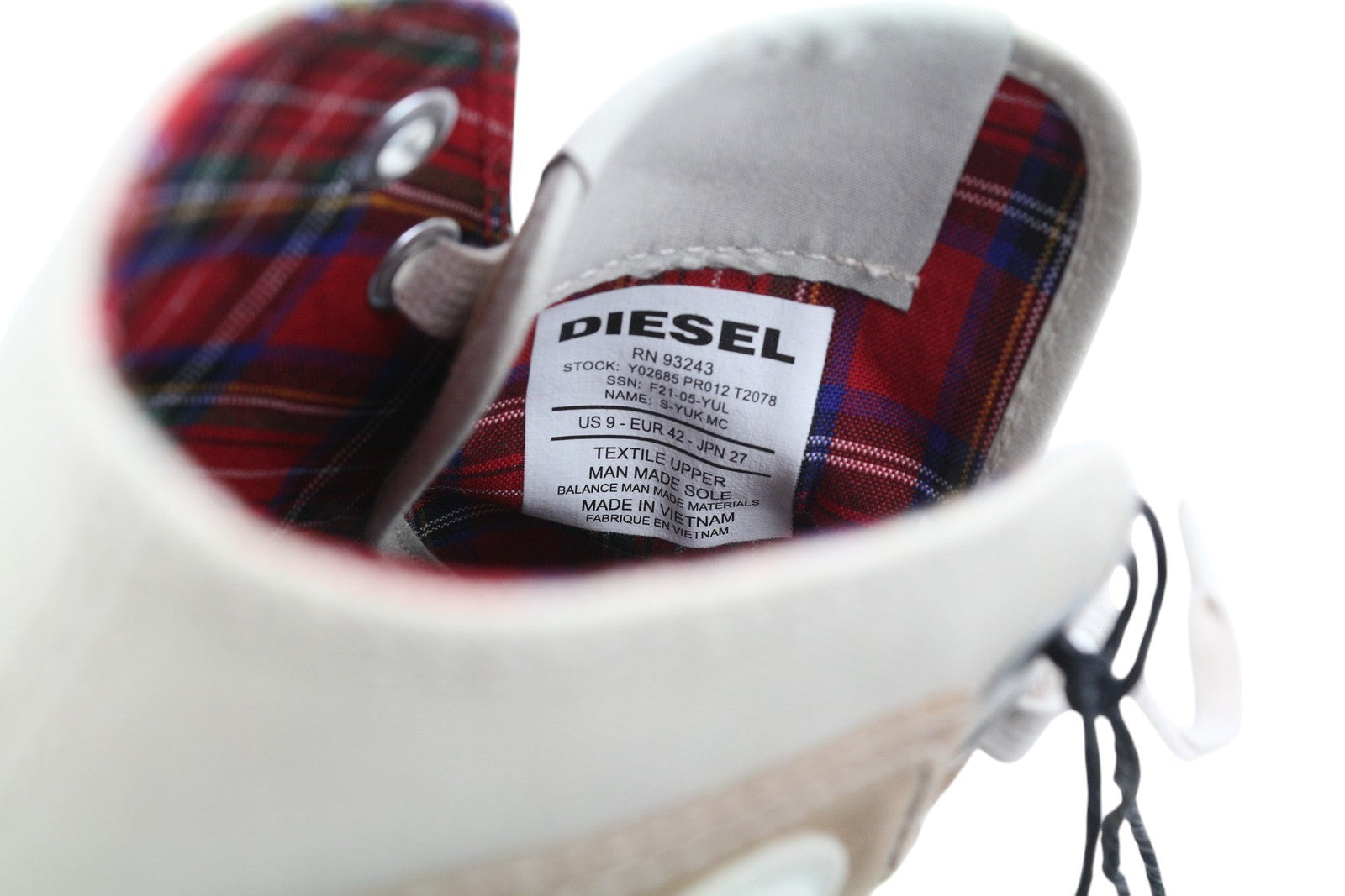 DIESEL S-Yuk Mc Mens Sneakers EU42 Brown Ankle Top Laced Almond Toe RRP€140