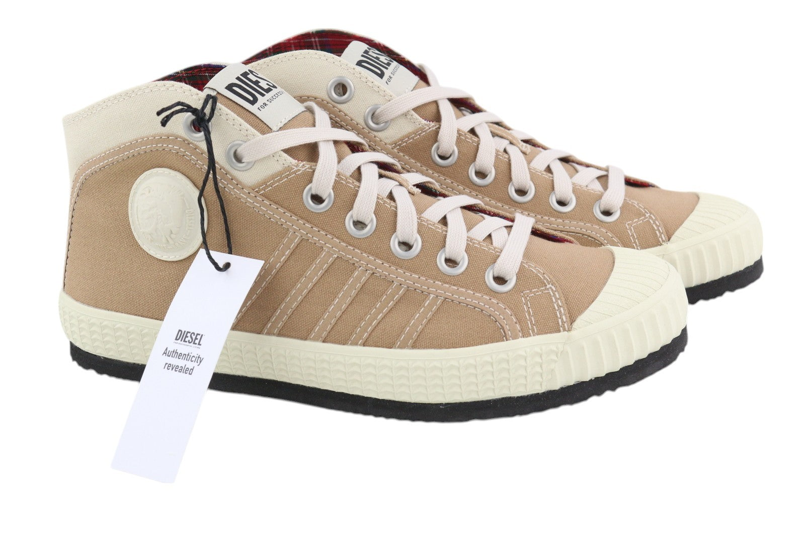 DIESEL S-Yuk Mc Mens Sneakers EU42 Brown Ankle Top Laced Almond Toe RRP€140