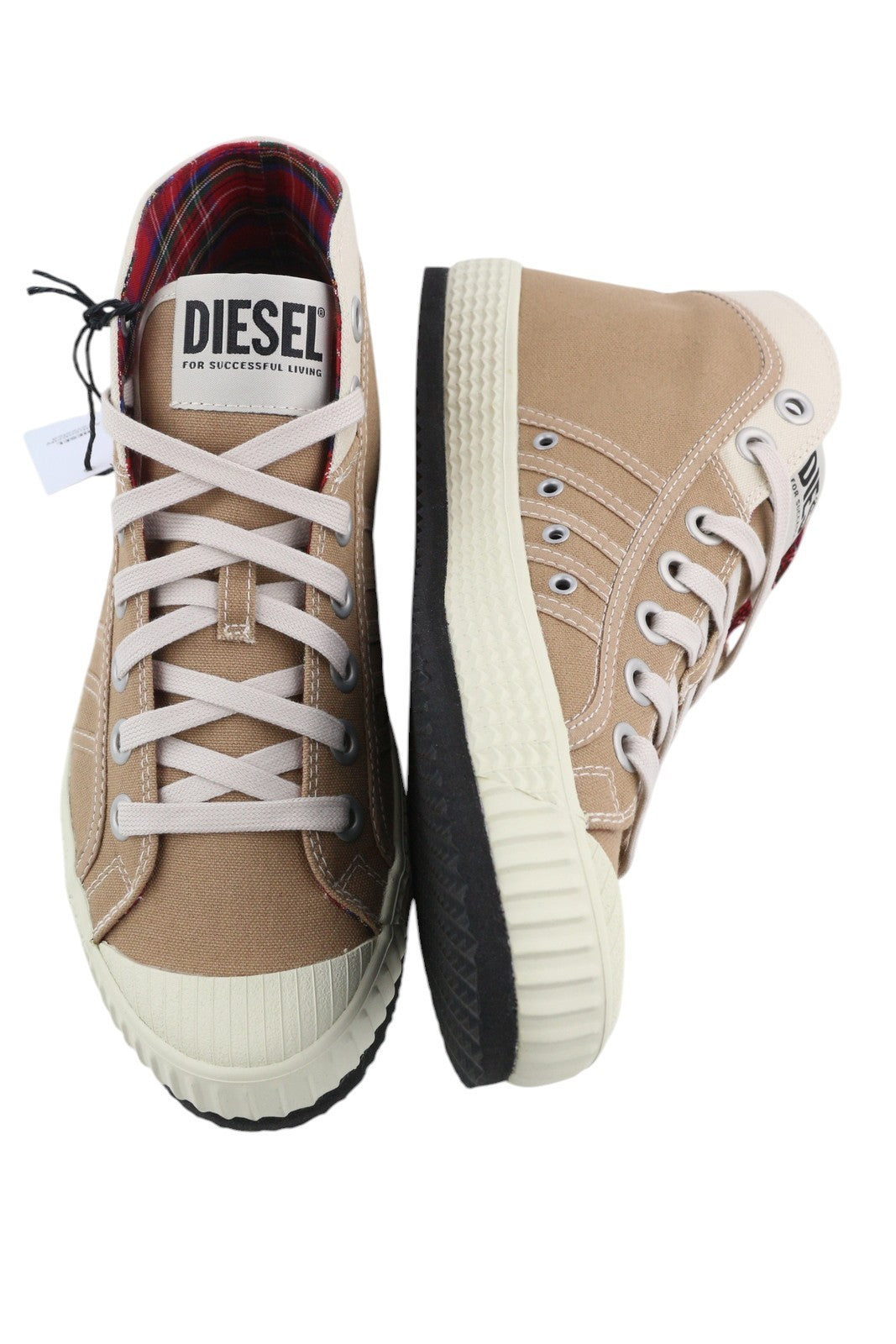 DIESEL S-Yuk Mc Mens Sneakers EU42 Brown Ankle Top Laced Almond Toe RRP€140