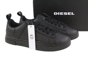 DIESEL S-Clever Low Lace Mens Sneakers EU45 Black Leather Almond Toe RRP€140