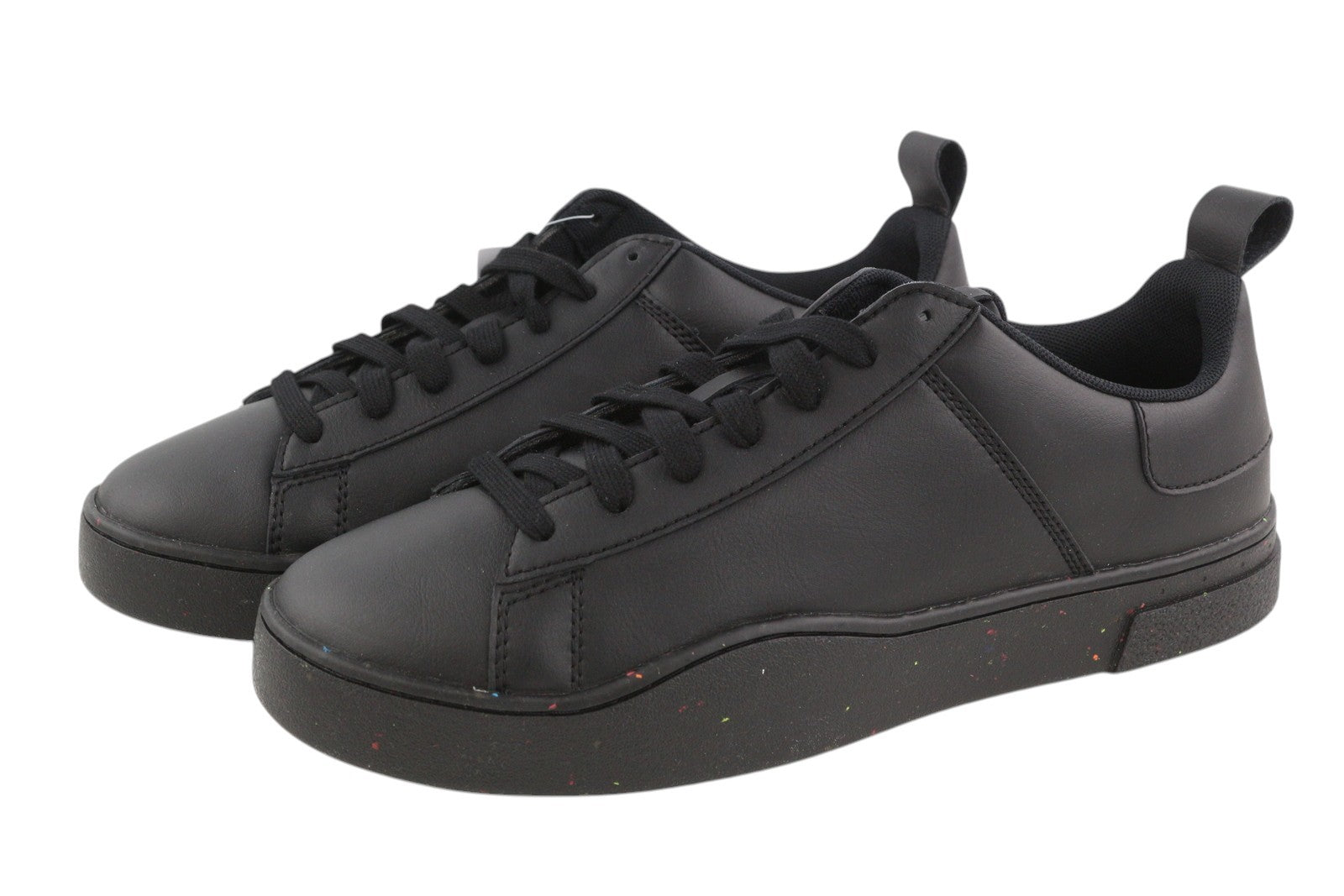 DIESEL S-Clever Low Lace Mens Sneakers EU45 Black Leather Almond Toe RRP€140