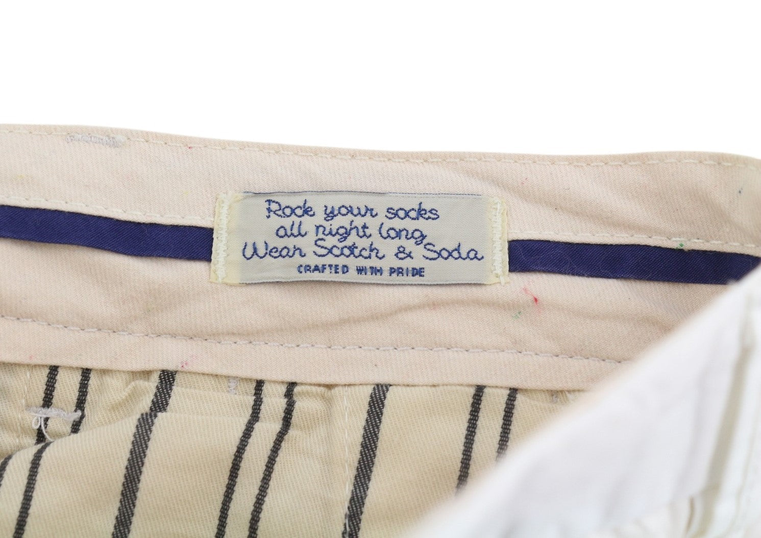 SCOTCH & SODA Men Shorts W38 Chino White Zip Fly 5-Design Pockets Logo Casual