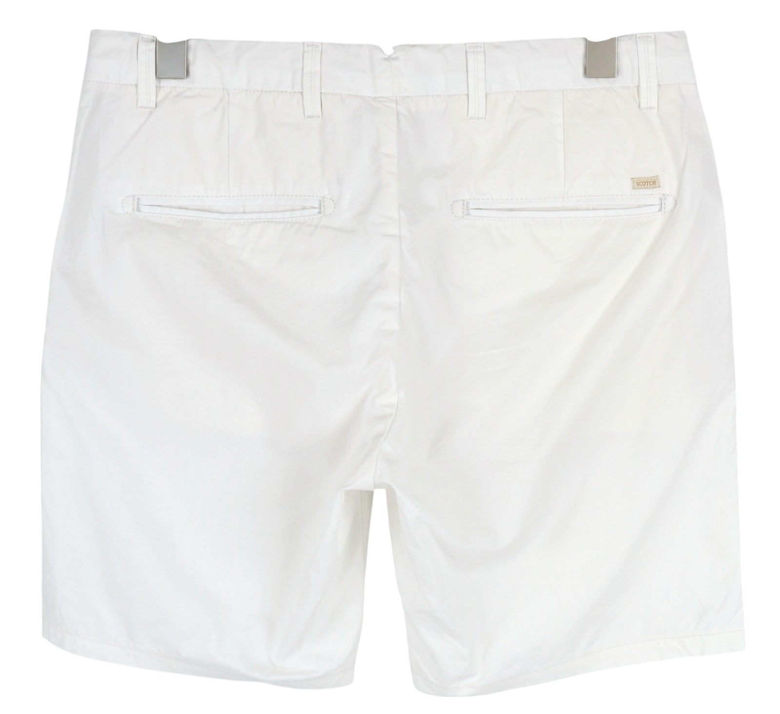 SCOTCH & SODA Men Shorts W31 Chino White Zip Fly 5-Design Pockets Logo Casual