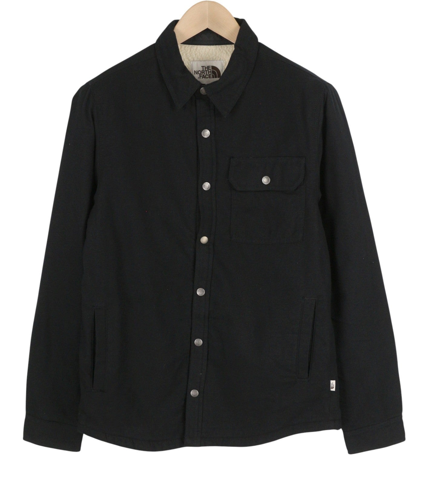 THE NORTH FACE Campshire Men Jacket S Black Overshirt Fleece Lined Snap Buttons