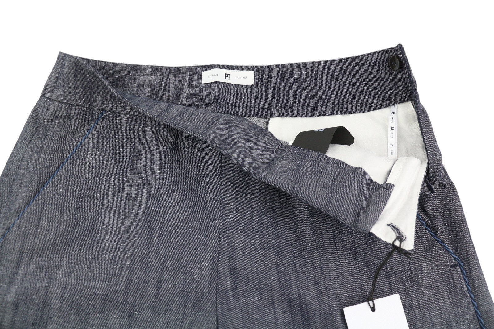 PT TORINO Taylor Women Trousers 40 W28 Grey Linen Blend High Waist Flared Fit