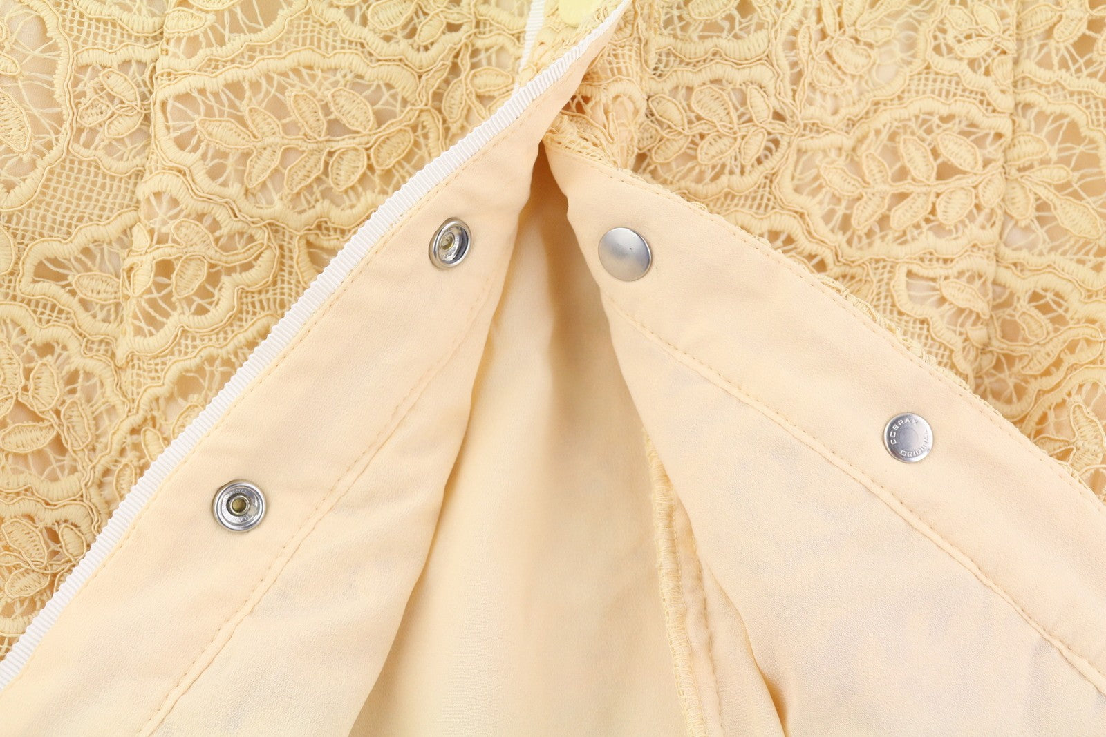 SANDRO Women Dress EU40 Beige Laced Embroidered Buttoned Short Sleeved Mini