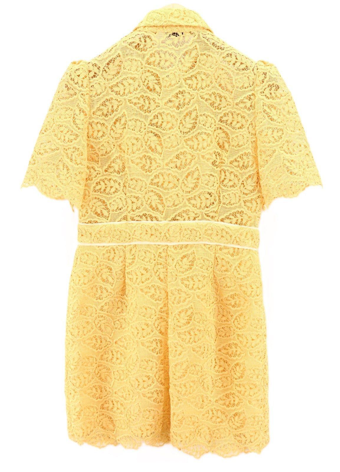 SANDRO Women Dress EU40 Beige Laced Embroidered Buttoned Short Sleeved Mini