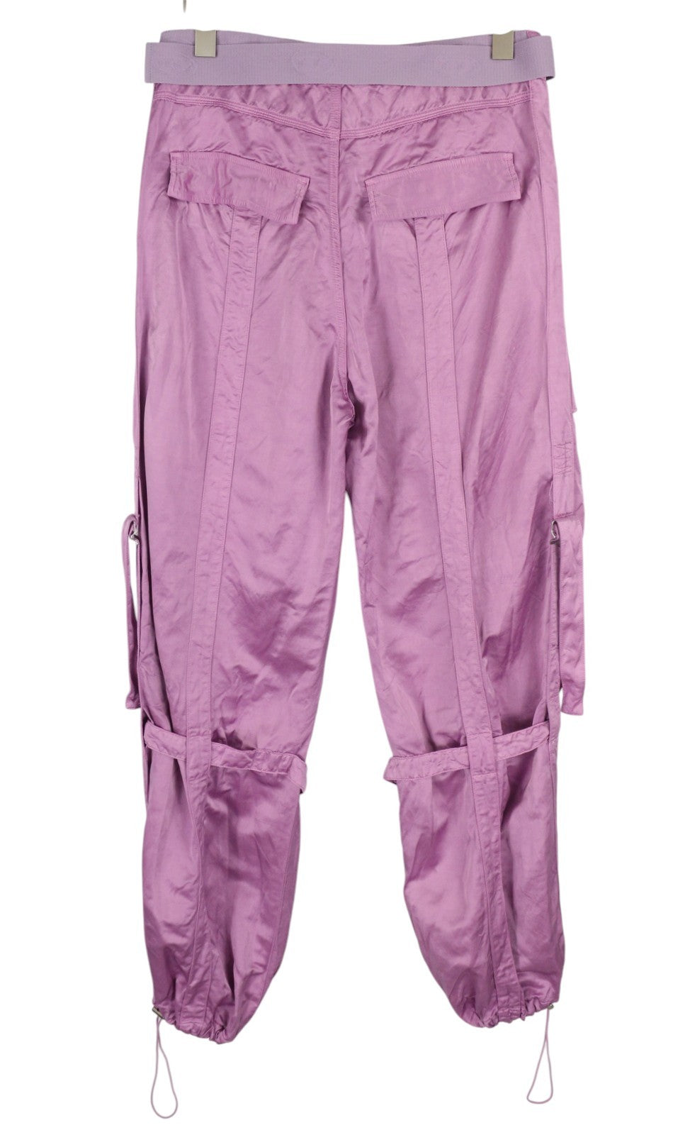 DIESEL Women Trousers ~W30 Pink Cargo Satin Shiny Look Belted Patch Pockets