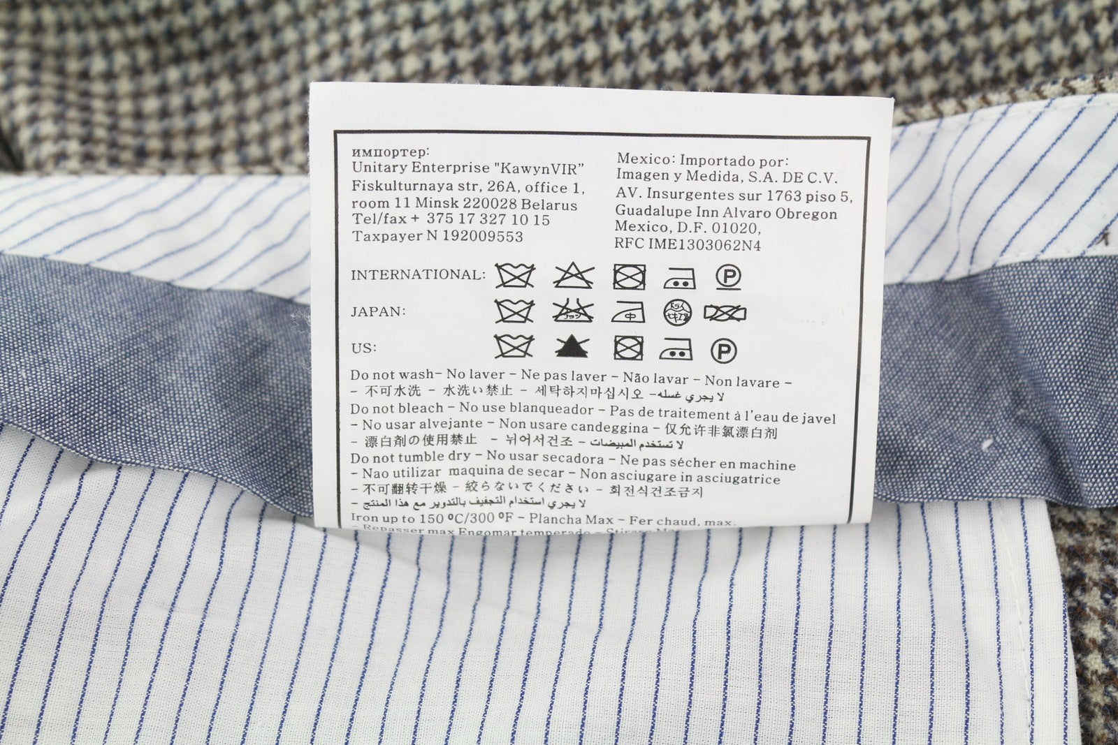 SUITSUPPLY Brentwood Int. Men Trousers UK30R Brown Wool Houndstooth Pleated Slim