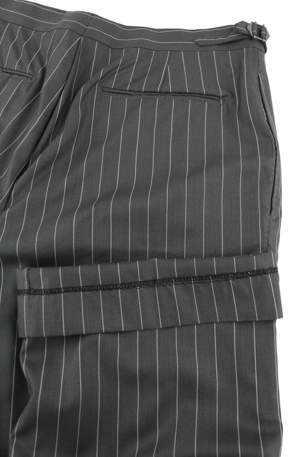 SUITSUPPLY Brescia Men Trousers UK42L Grey Wool Silk Pinstriped Bootcut Fit