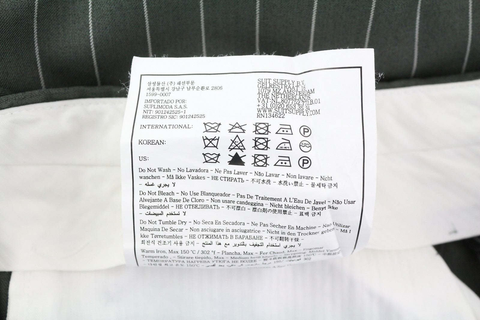 SUITSUPPLY Brescia Men Trousers UK42L Grey Wool Silk Pinstriped Bootcut Fit