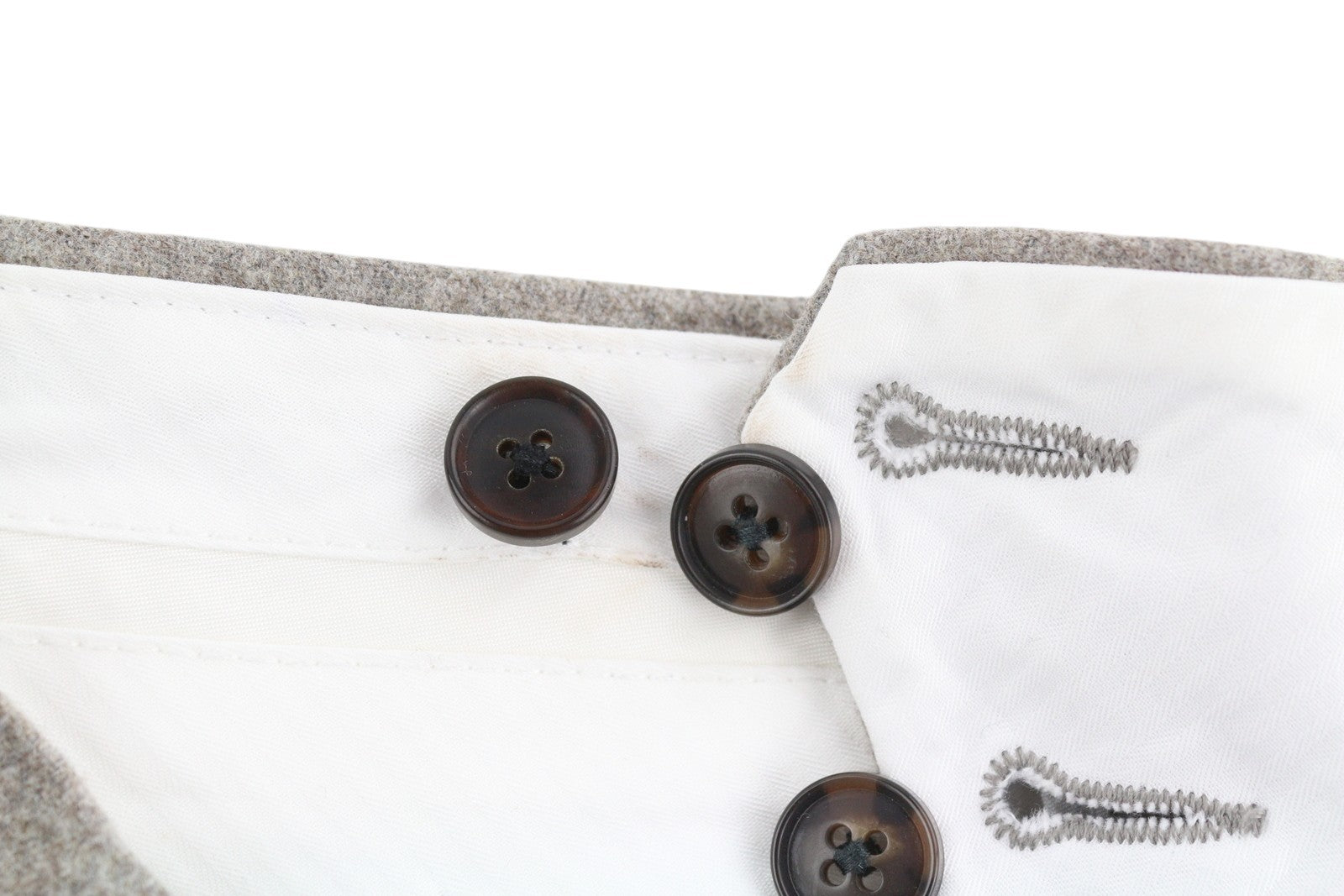 SUITSUPPLY Soho Satu Men Trousers UK26R Grey Melange Pure Wool Flannel Turn-Up