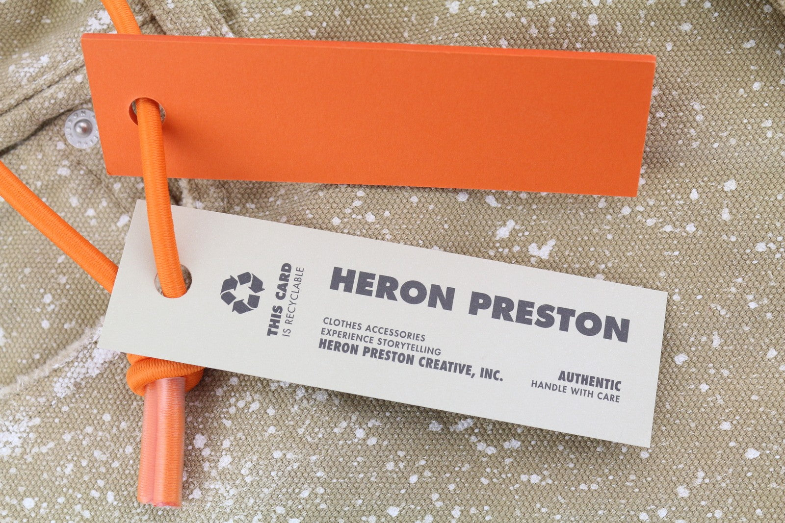 HERON PRESTON Men Shorts M Denim Beige Distress Painted Button Fly Logo Casual