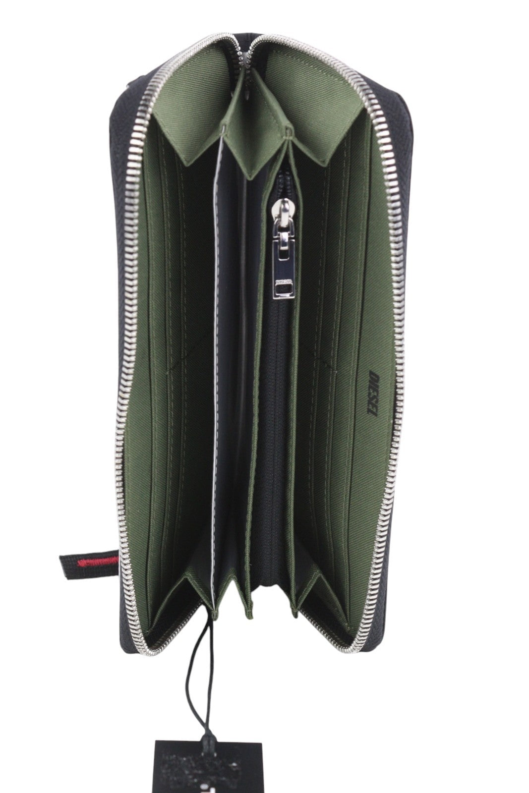 DIESEL 24 Zipocket Men Wallet OS Black Leather Zip-Around Type Unisex Dark Logo