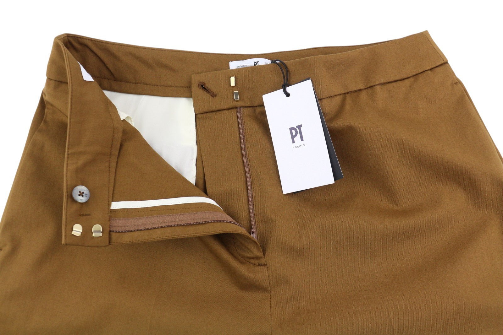 PT TORINO Mia Women Trousers 46 W30 Brown Flared Leg Ankle Length High Waist