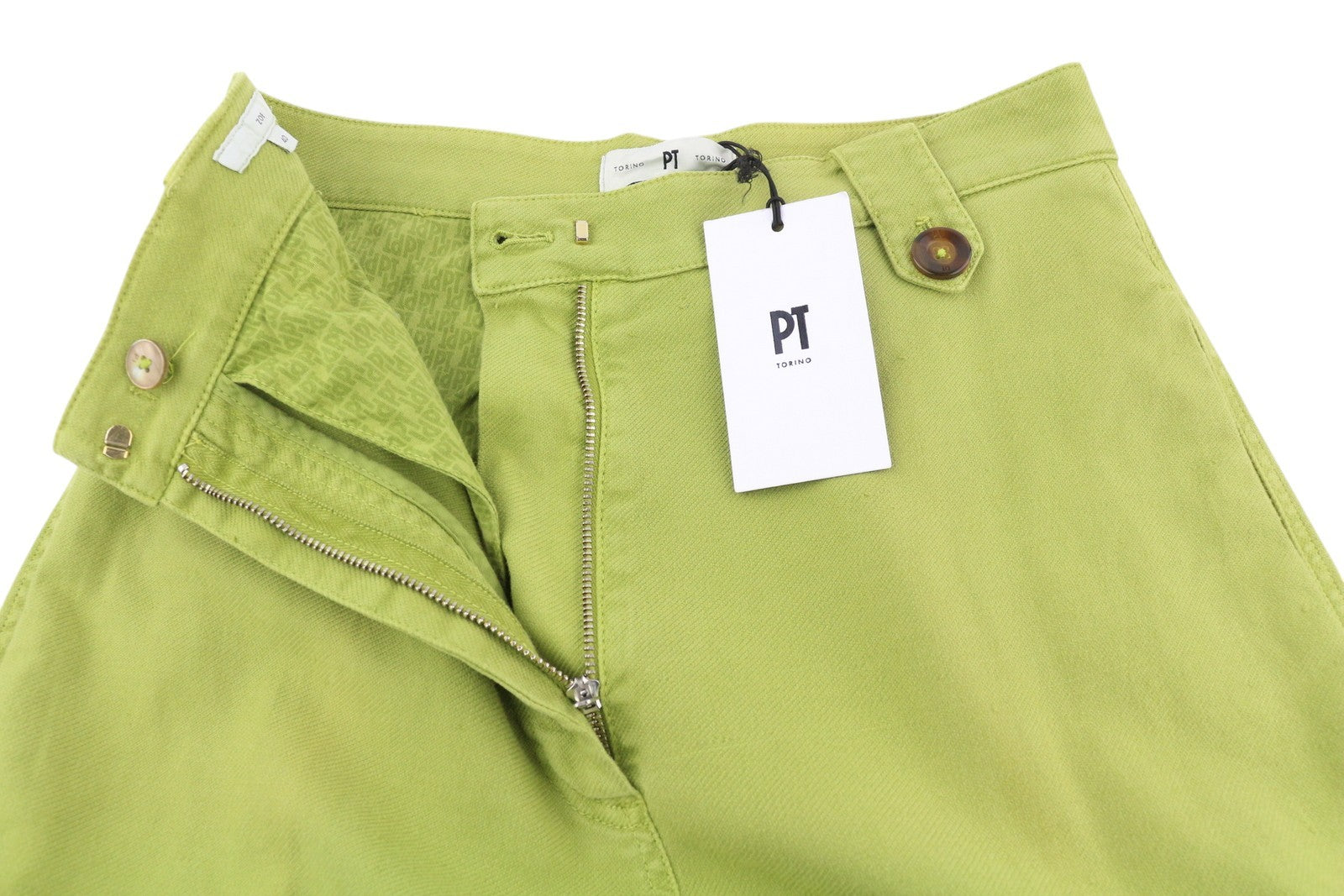 PT TORINO Zoe Women Trousers 40 W26 Green Cargo High Waist Linen Blend Tapered