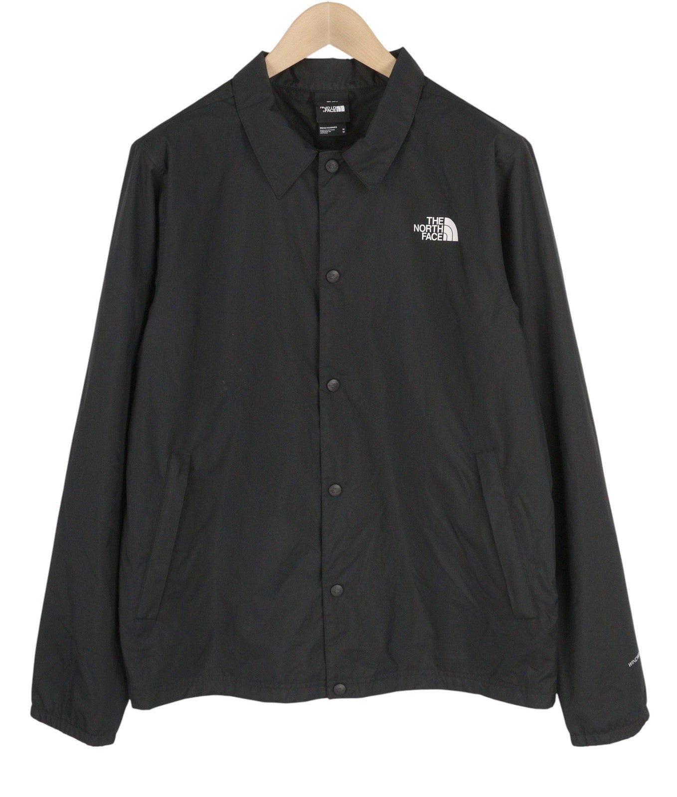 THE NORTH FACE Men Jacket M Black Windwall Neck Snap Buttons Lightweight