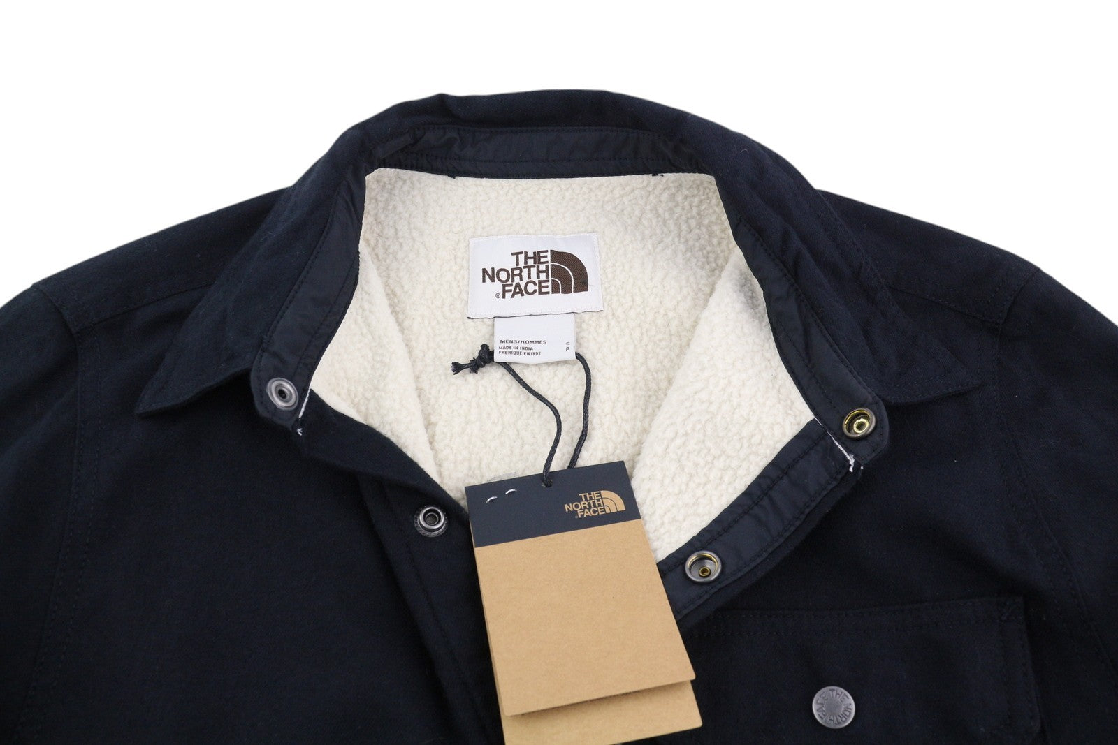 THE NORTH FACE Campshire Men Jacket S Black Overshirt Fleece Lined Snap Button