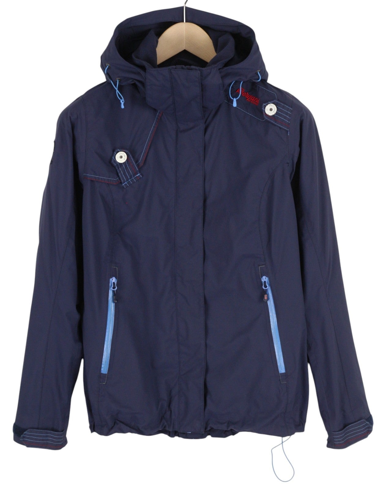 BERGANS OF NORWAY 5007 Sandef Jord Women Jacket S Blue Hooded Mesh Lightweight