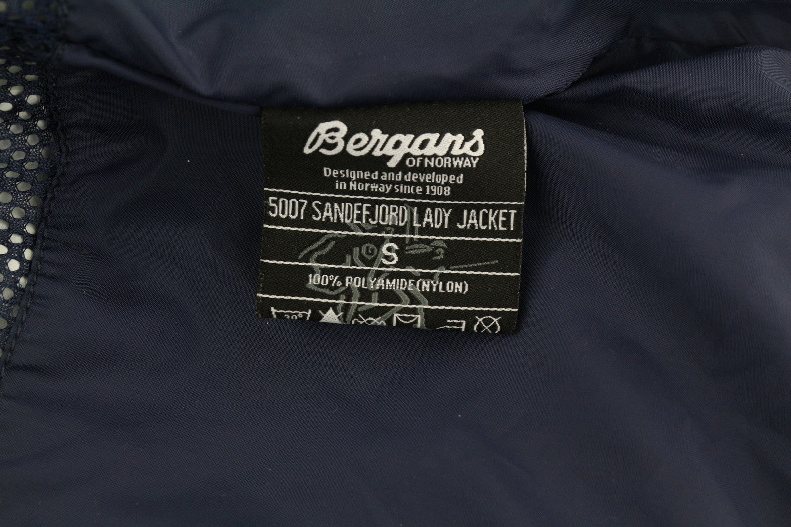 BERGANS OF NORWAY 5007 Sandef Jord Women Jacket S Blue Hooded Mesh Lightweight