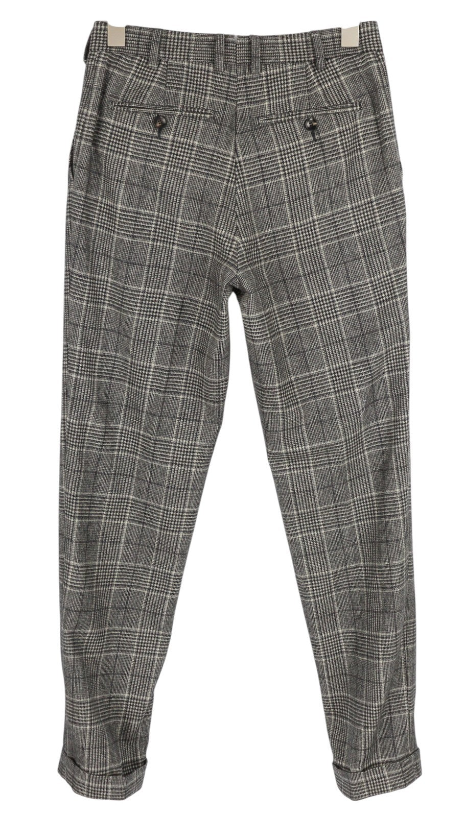 SUITSUPPLY Brescia Men Trousers UK34R Grey Plaid Wool Cashmere Turn-Up Slim