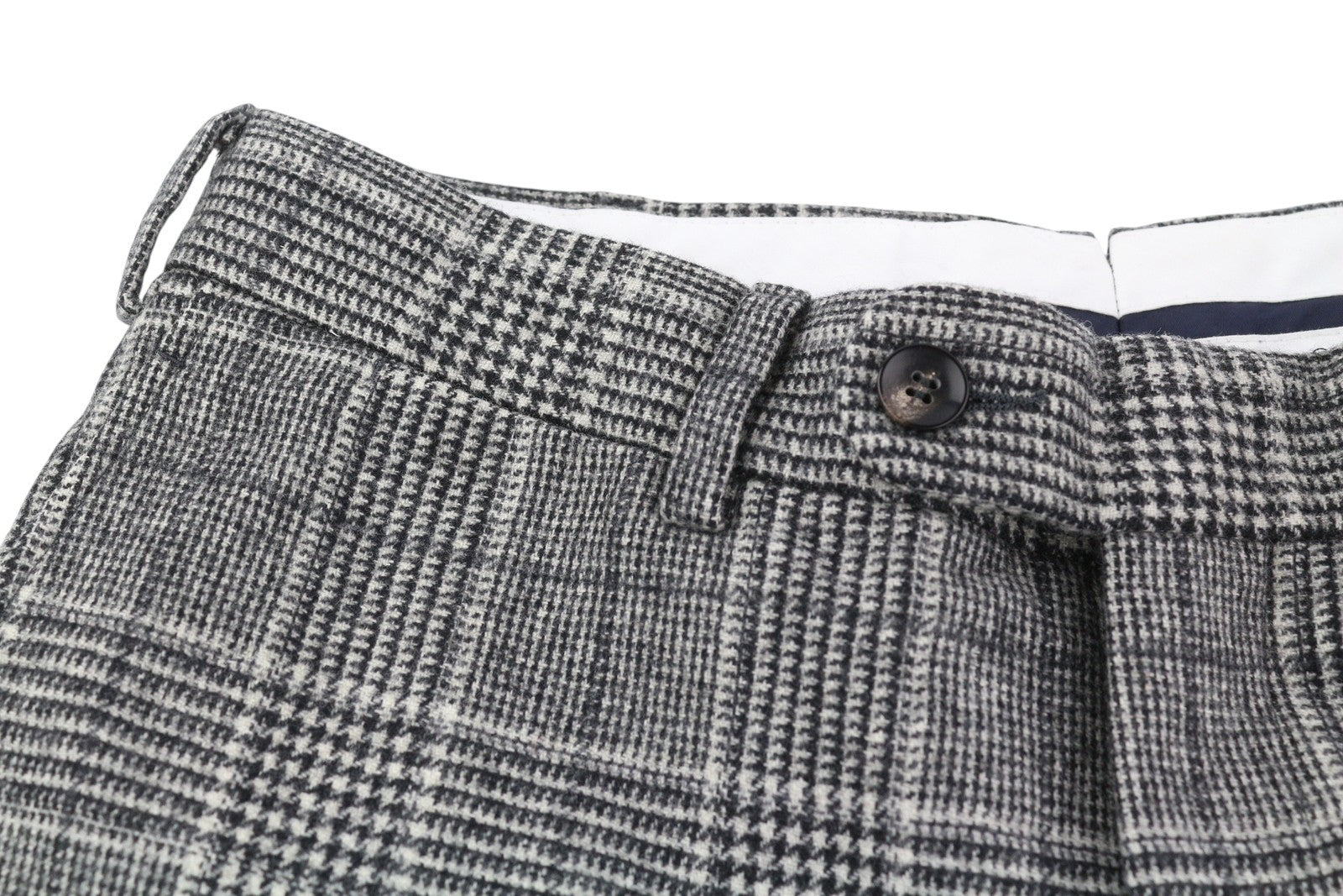 SUITSUPPLY Brescia Men Trousers UK34R Grey Plaid Wool Cashmere Turn-Up Slim