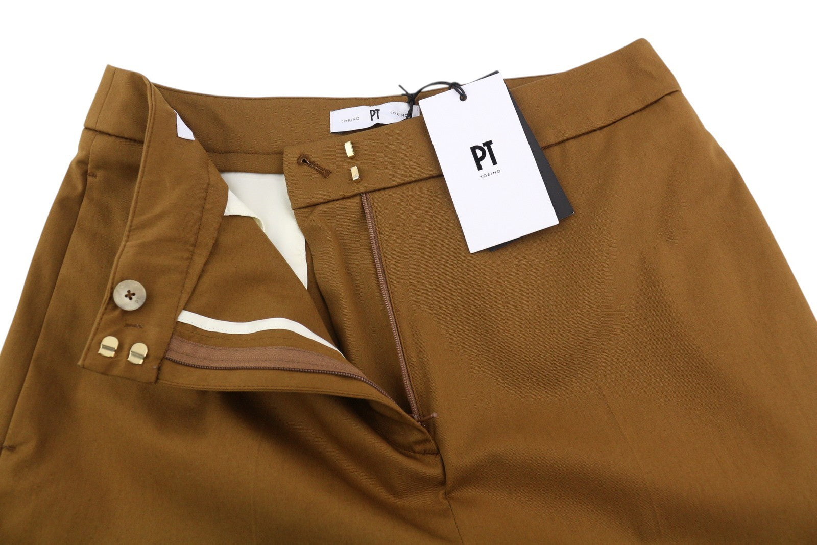 PT TORINO Mia Women Trousers 42 W28 Brown Flared Leg Ankle Length Floral Print