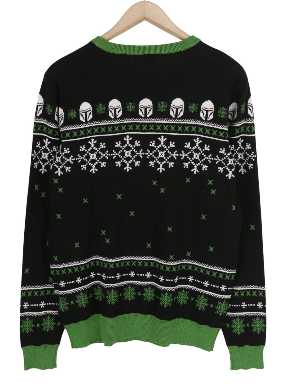 STAR WARS Men Jumper L Pullover Yoda Print Knitted Crew Neck Long Sleeve Black