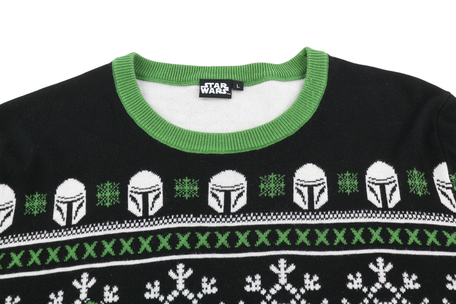 STAR WARS Men Jumper L Pullover Yoda Print Knitted Crew Neck Long Sleeve Black
