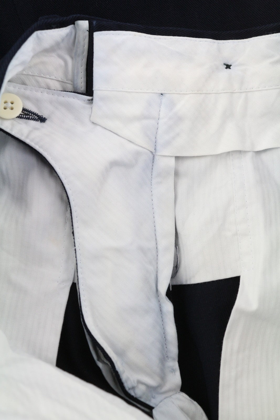 SUITSUPPLY Soho Men Trousers UK32R Chino Dark Blue Tapered Fit Zip Fly Casual