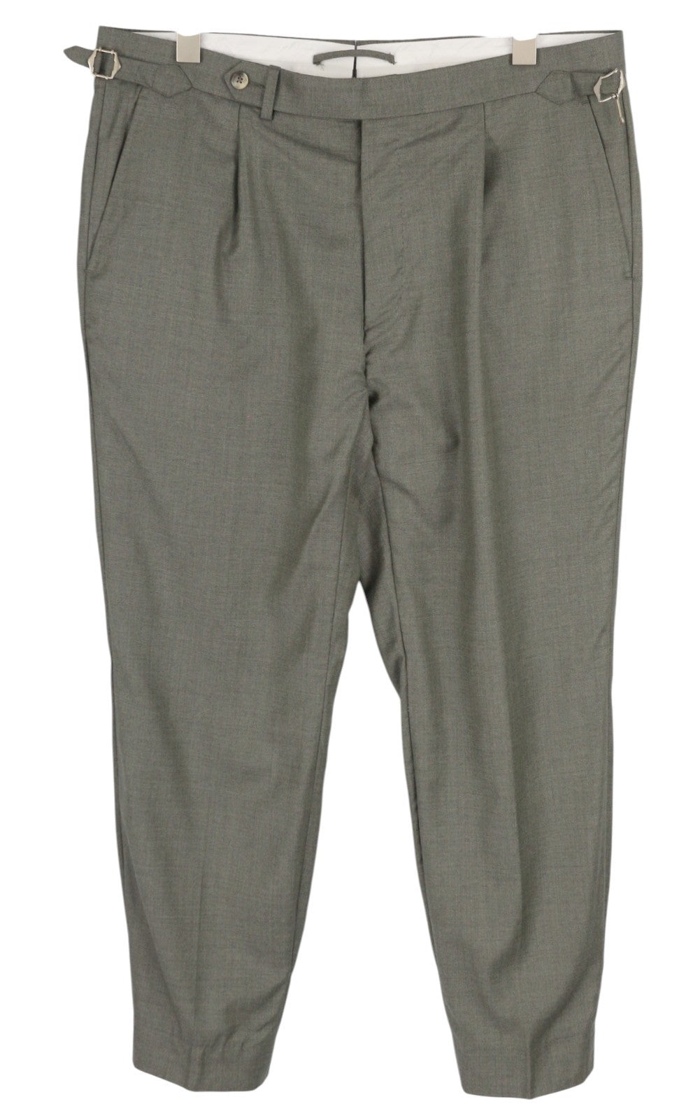 SUITSUPPLY Vigo ZC Men Trousers UK44R Grey Melange Wool Pleated Slim Fit Zip Fly