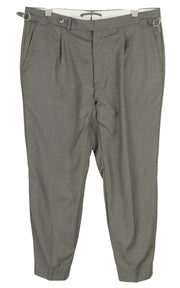 SUITSUPPLY Vigo ZC Men Trousers UK44R Grey Melange Wool Pleated Slim Fit Zip Fly