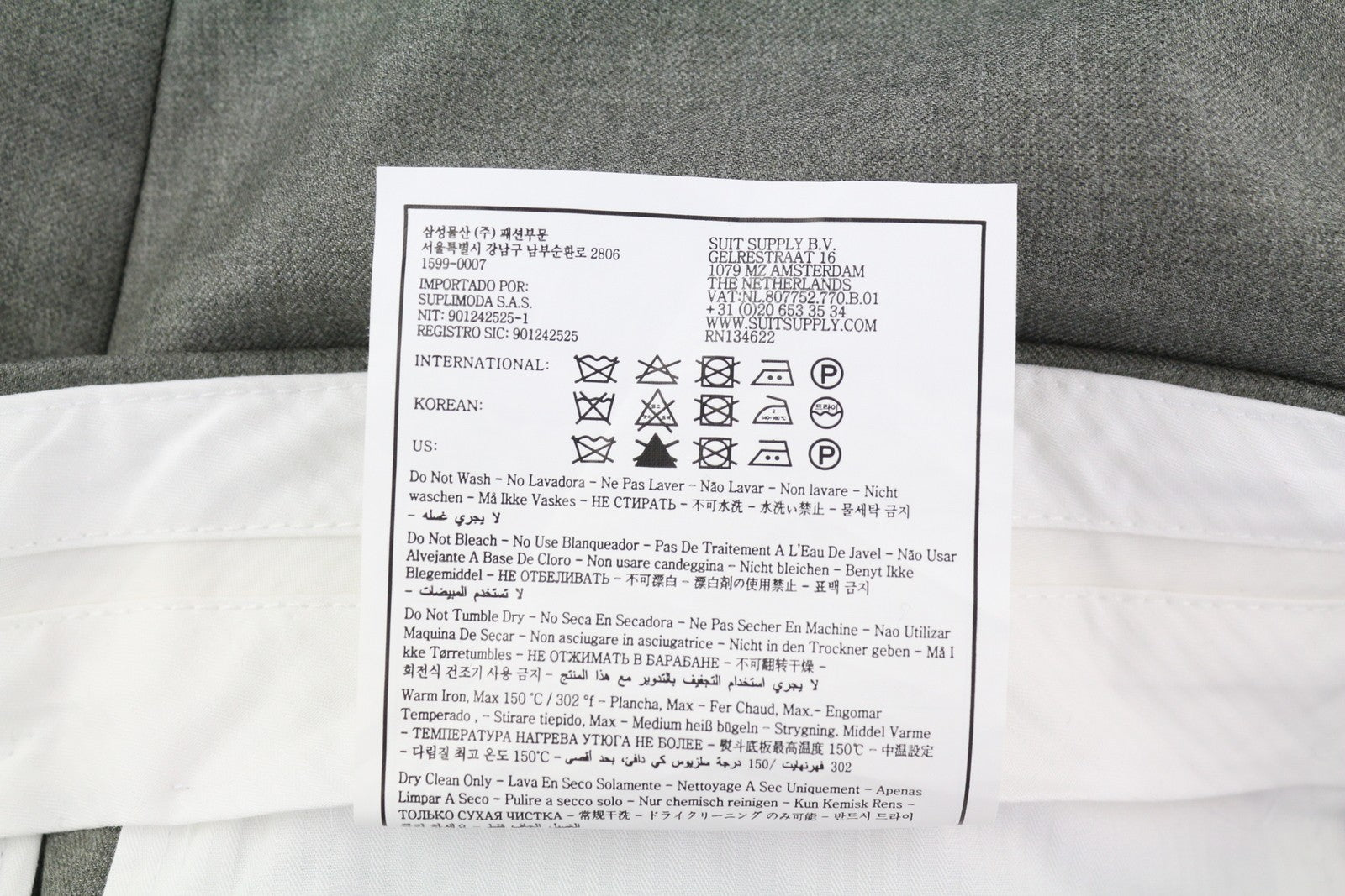 SUITSUPPLY Vigo ZC Men Trousers UK44R Grey Melange Wool Pleated Slim Fit Zip Fly