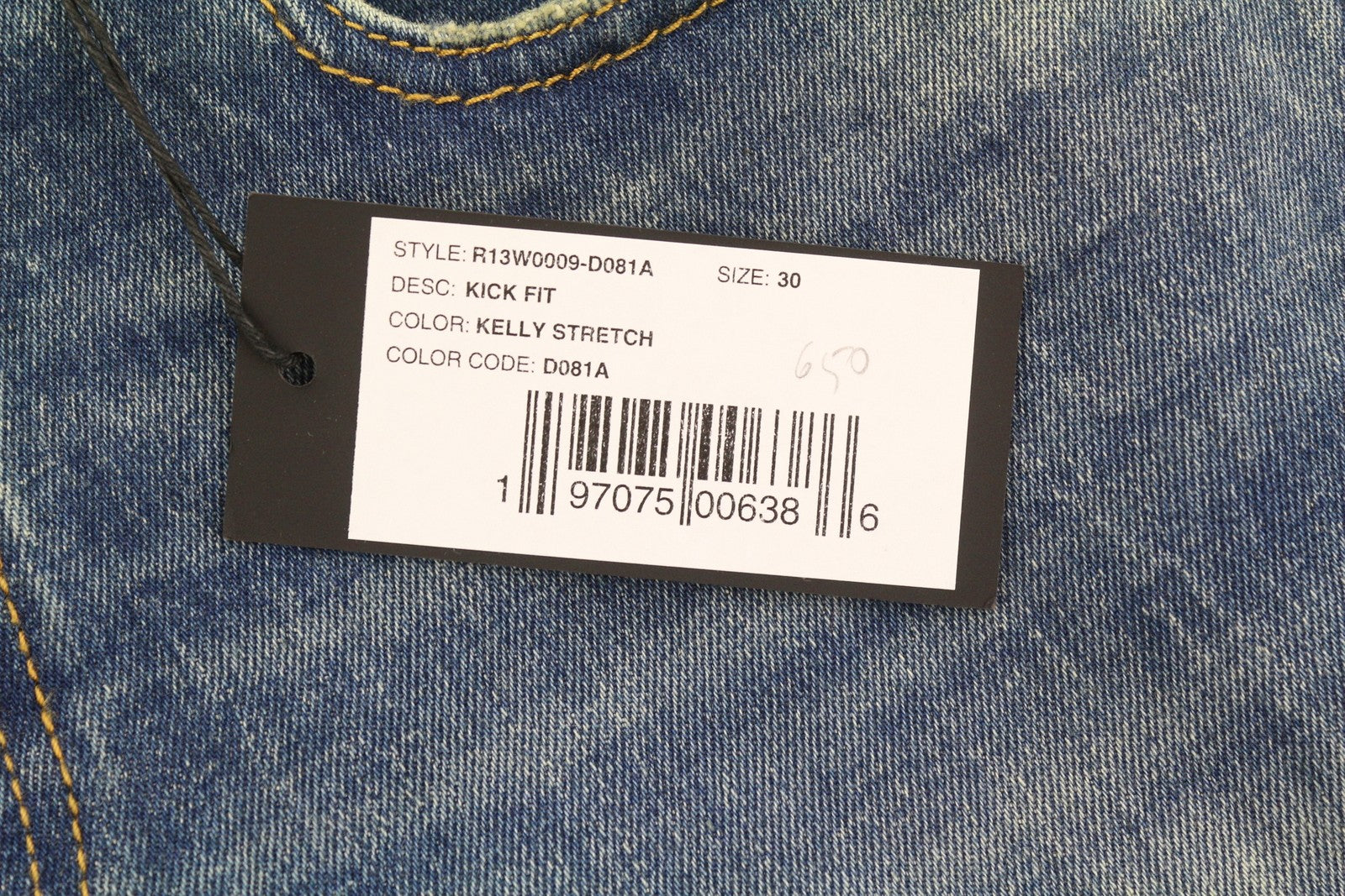 R13 Kick Women Jeans 30 Ankle Cropped Washed Blue Denim Kelly Stretch RRP€650