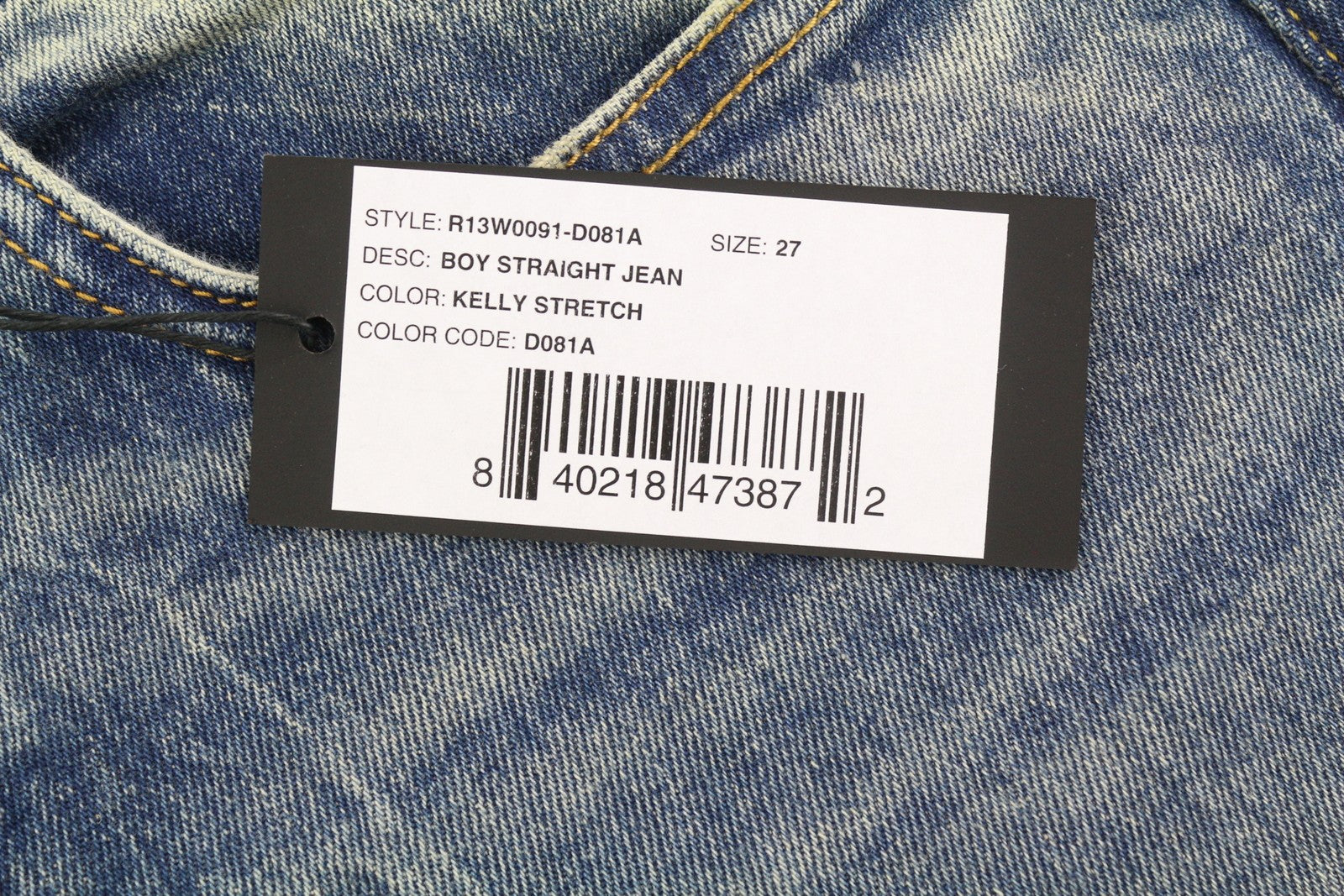 R13 Boy Straight Women Jeans 27 Ankle Cropped Washed Blue Kelly Stretch RRP€645