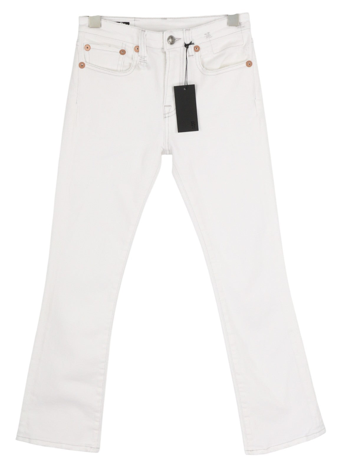 R13 Kick Women Jeans 24 Bootcut Fit Zip Fly Casual Ankle Bale White RRP€526