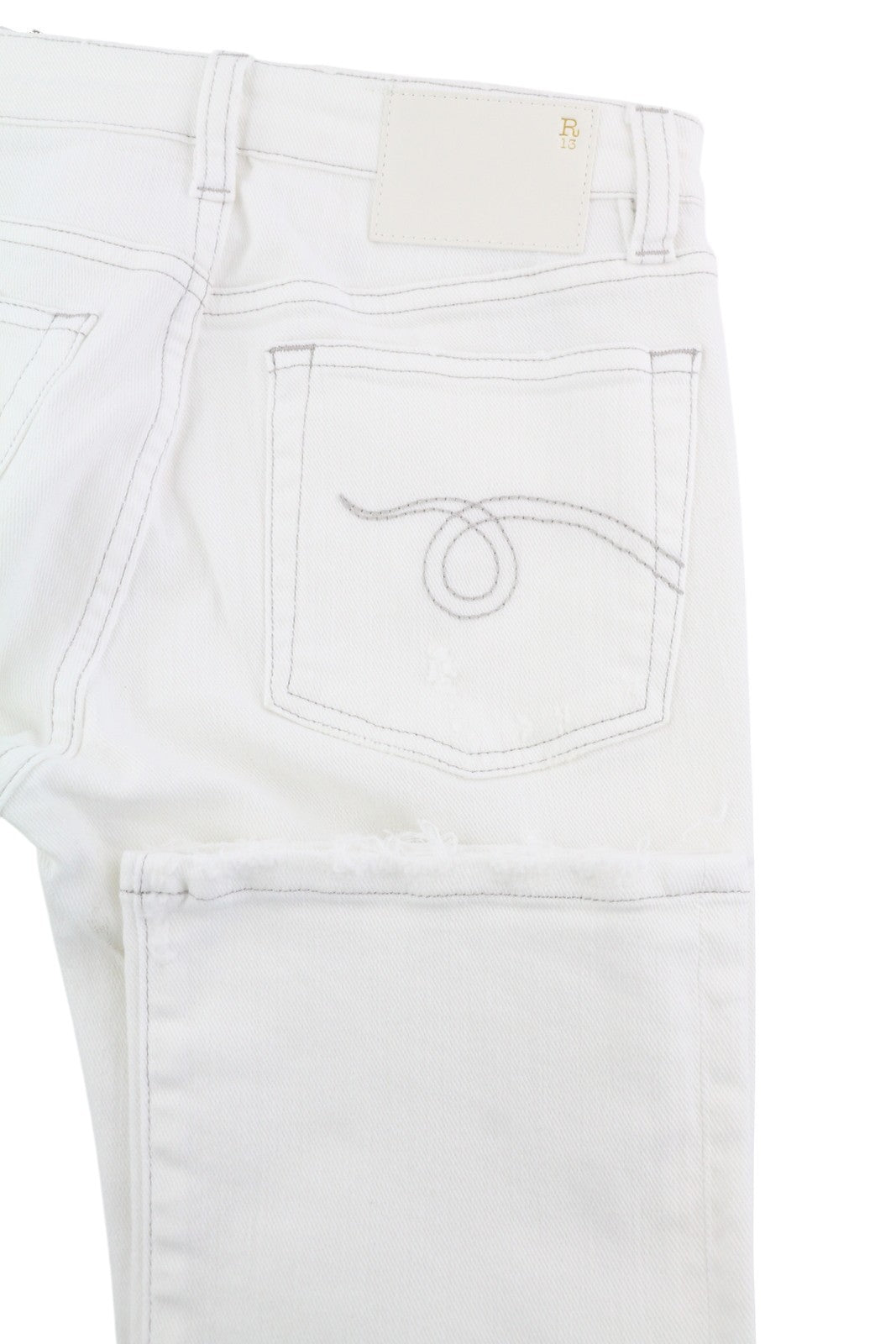 R13 Kick Women Jeans 24 Bootcut Fit Zip Fly Casual Ankle Bale White RRP€526