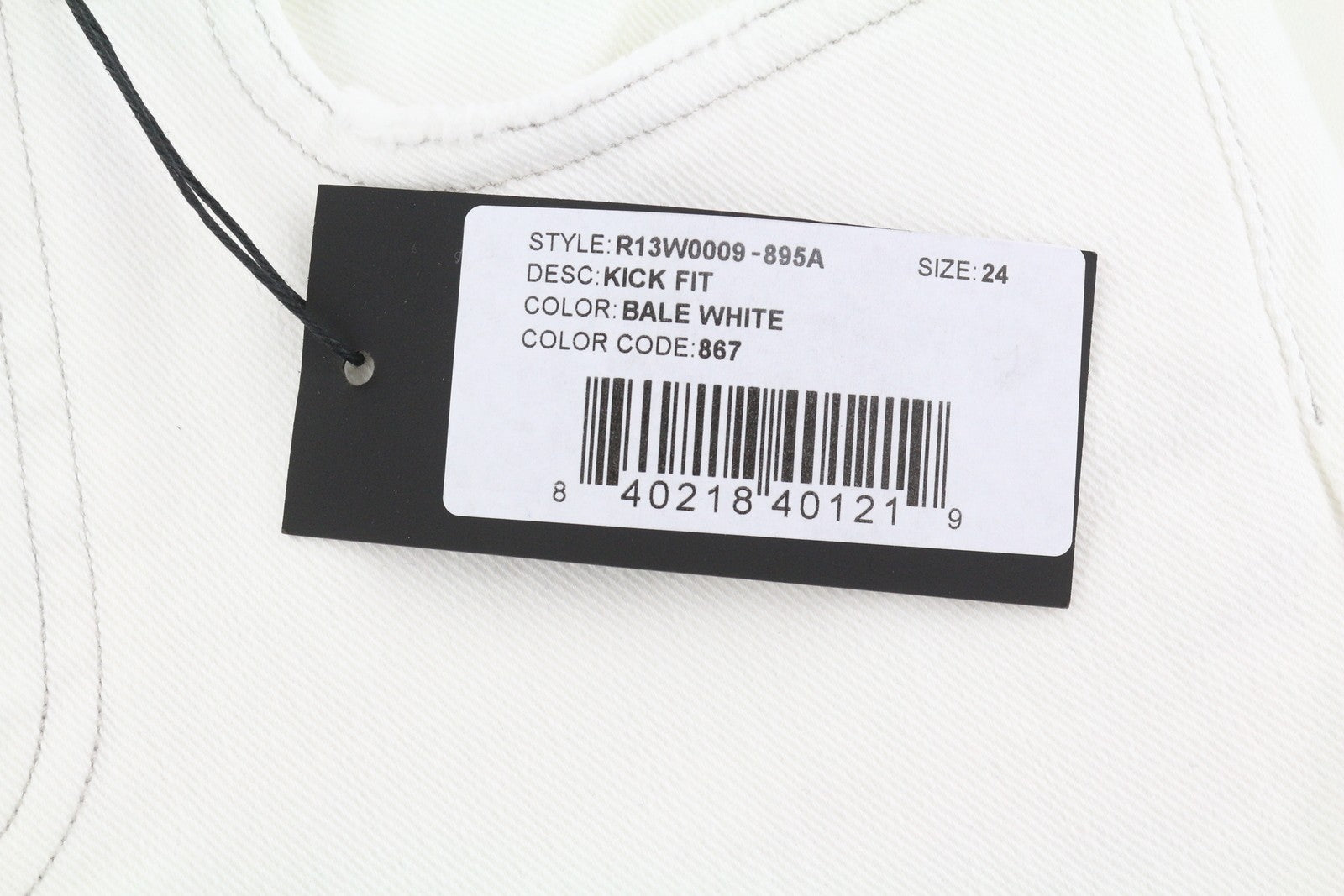 R13 Kick Women Jeans 24 Bootcut Fit Zip Fly Casual Ankle Bale White RRP€526