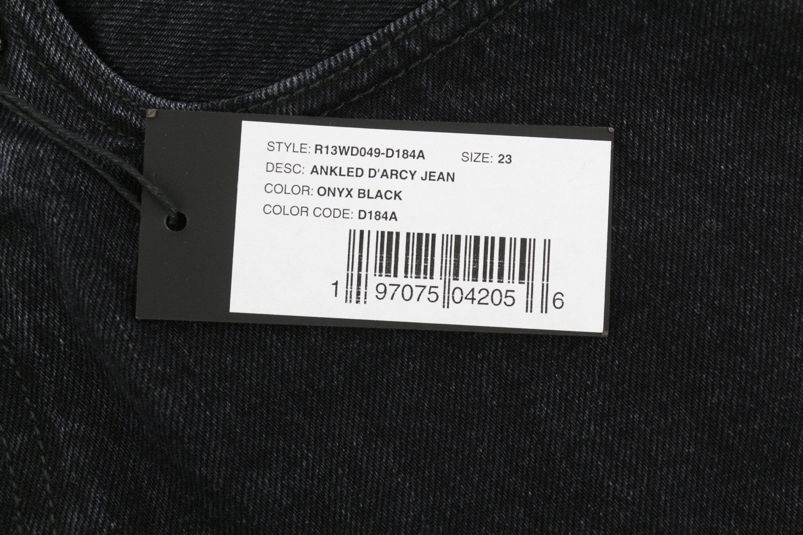 R13 Ankled D'Arcy Women Jeans 23 Wide Cropped Ankle Length Onix Black RRP€695