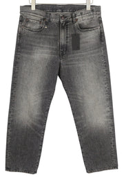 R13 Boyfriend Women Jeans 29 Straight Fit Zip Fly Washed Leyton Black Denim