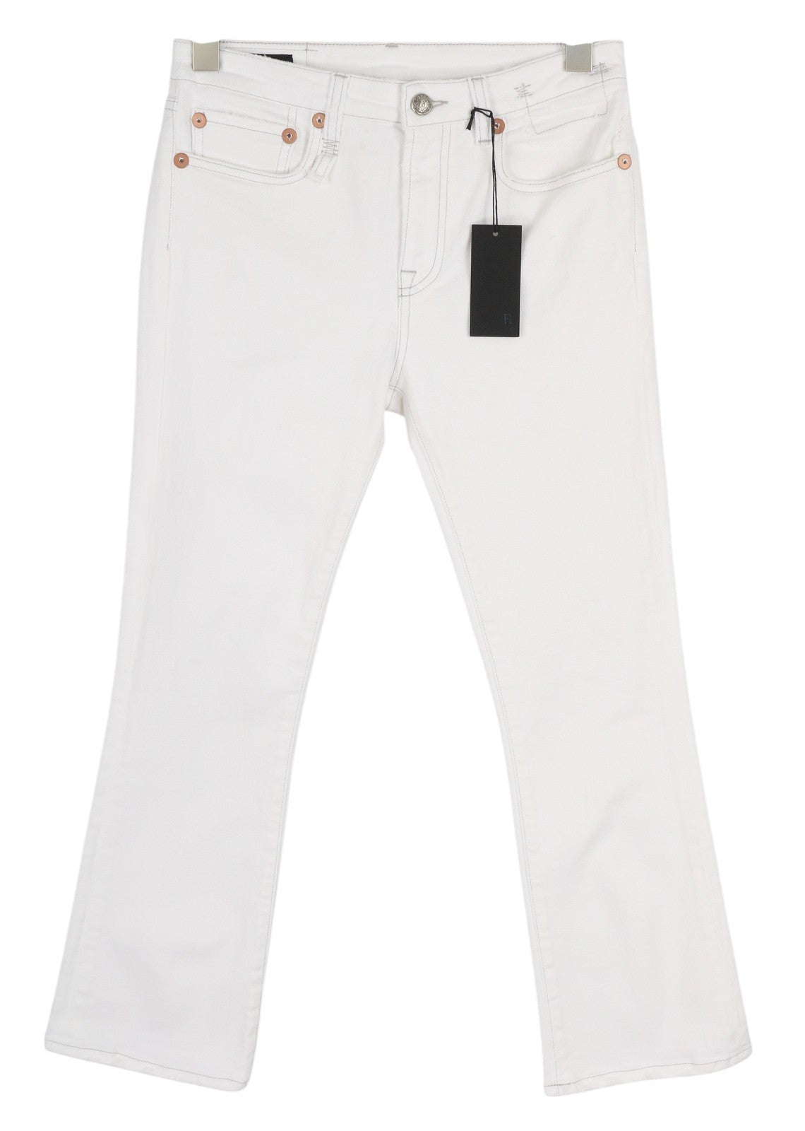 R13 Kick Women Jeans 27 Bootcut  Zip Fly Casual Ankle Bale White RRP€526