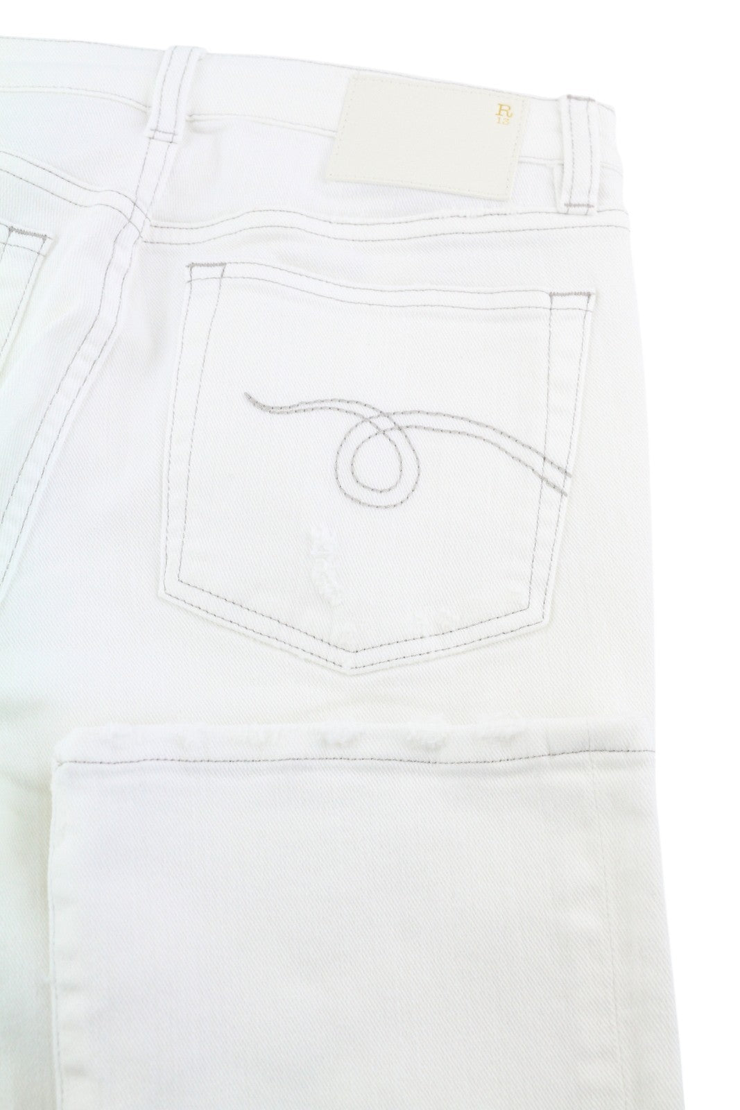 R13 Kick Women Jeans 27 Bootcut  Zip Fly Casual Ankle Bale White RRP€526