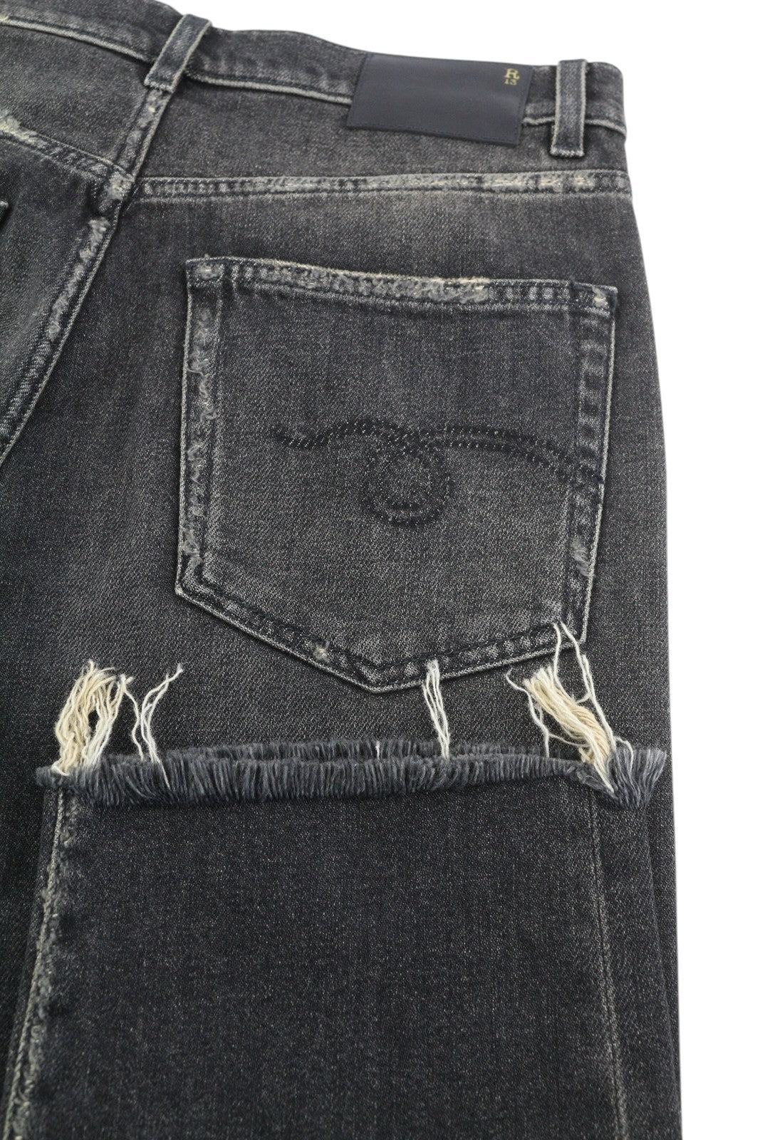 R13 Boyfriend Women Jeans 26 Distress Ripped Straight Washed Abbey RRP€695