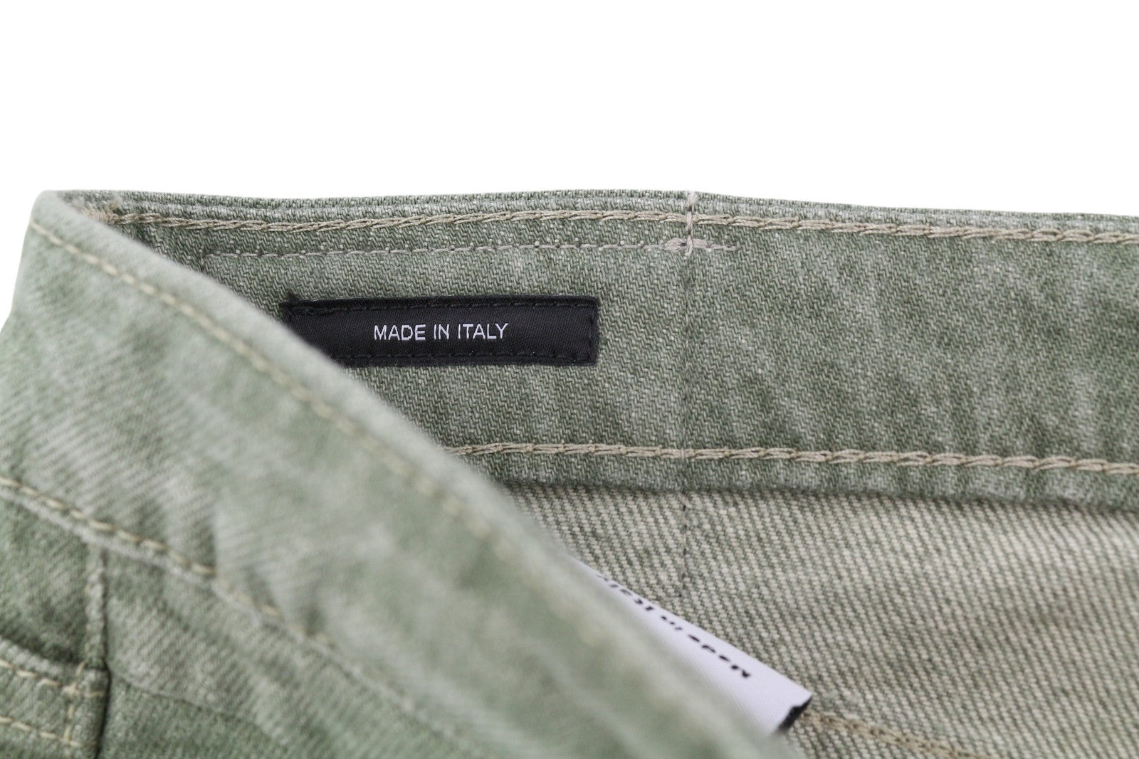 R13 Boy Straight Women Jeans 31 Slim Cropped Army Green Stretch RRP€695