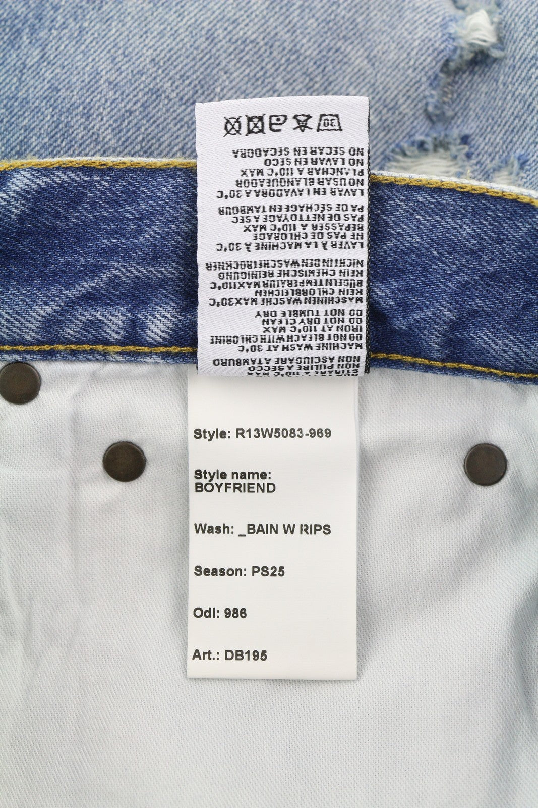 R13 Boyfriend Women Jeans 29 Washed Ankle Cropped Distress Bain W Rips RRP€595