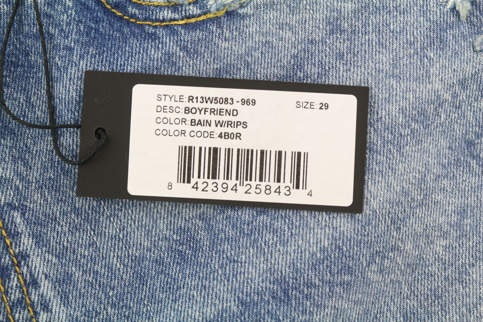 R13 Boyfriend Women Jeans 29 Washed Ankle Cropped Distress Bain W Rips RRP€595