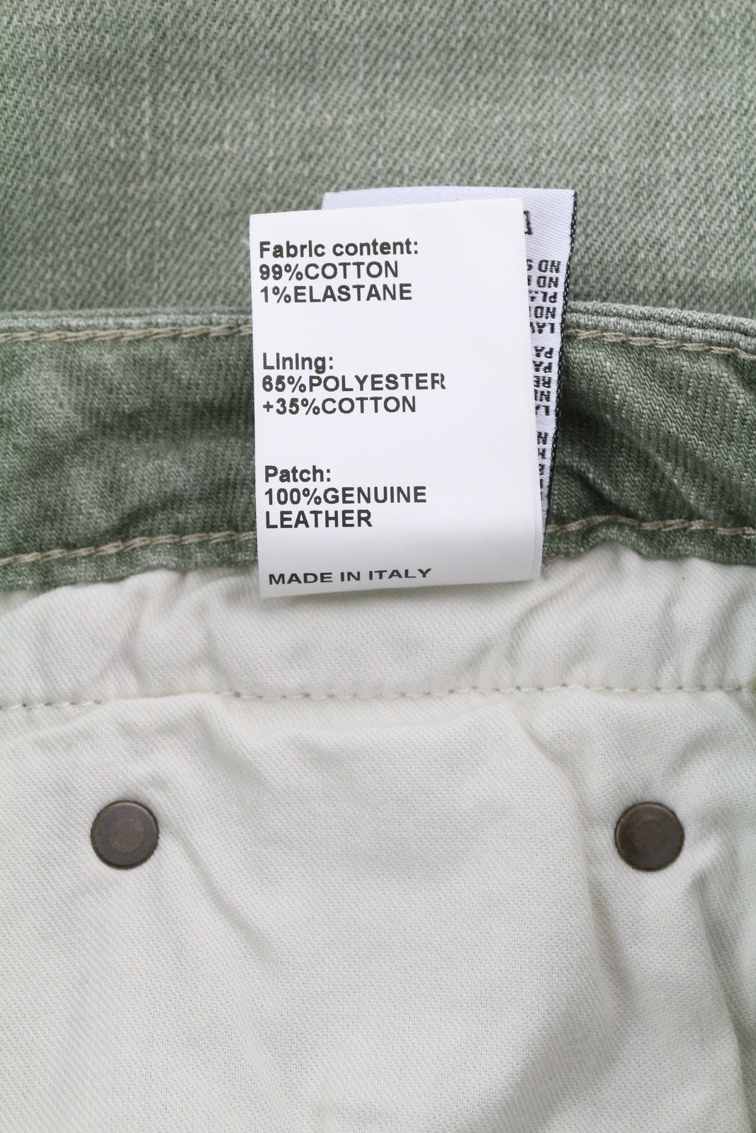 R13 Boy Straight Women Jeans 27 Slim Straight Cropped Army Green Stretch RRP€695